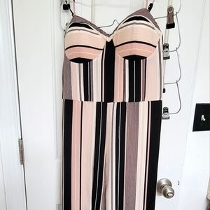 Pink and Black Striped Romper